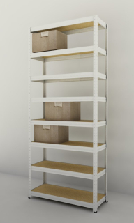Kovový regál Futur 2700x900x450/8, biela, 250kg/pol.