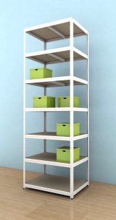Kovový regál Futur 2700x900x500/7, biela, 350kg/pol.