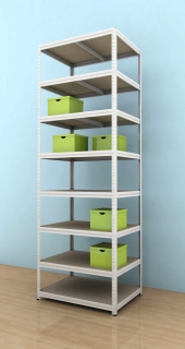 Kovový regál Futur 2700x900x500/8, biela, 350kg/pol.