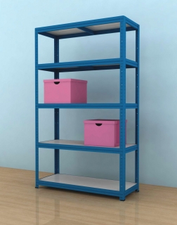 Kovový regál Futur plus 1800x1200x450/5, modrá, 200 kg/pol.lamino