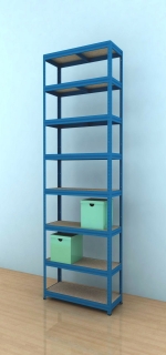 Kovový regál Futur 2400x750x350/8, modrá, 350kg/pol.