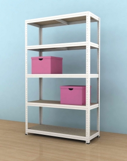 Kovový regál Futur plus 1800x1200x450/5, biela, 200 kg/pol.