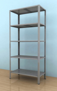 Kovový regál Drumy 2100x900x400/5, 130kg/pol., pozink 
