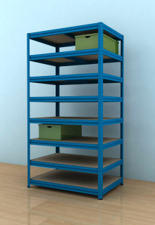 Kovový regál Futur 2100x900x600/8, modrá, 350kg/pol.