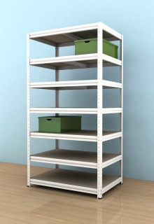 Kovový regál Futur 2100x900x500/7, biela, 350kg/pol.