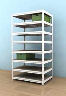 Kovový regál Futur 2100x900x500/8, biela, 350kg/pol.