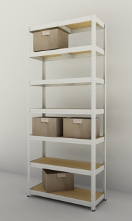 Kovový regál Futur 2100x900x350/7, biela, 350kg/pol.