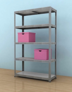 Kovový regál Futur plus 1800x1200x450/5, pozink, 200 kg/pol.lamino