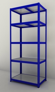 Kovový regál Futur 2100x900x500/5, modrá, 350kg/pol. lamino