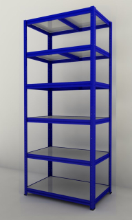 Kovový regál Futur 2100x900x600/6, modrá, 350kg/pol. lamino