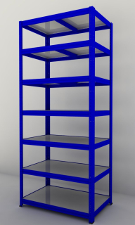 Kovový regál Futur 2100x900x600/7, modrá, 350kg/pol. lamino